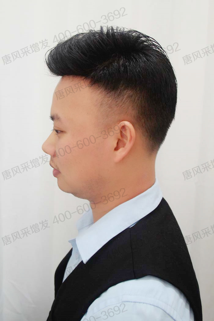 男士假發(fā)塊粘貼佩戴 \